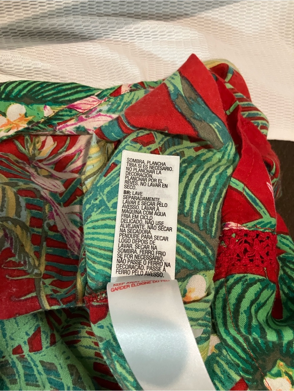 Roxy Red Tropical Print Dress with Green Accents - Picture 8 of 11
